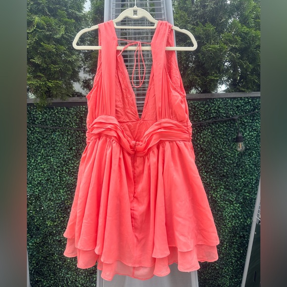 Abercrombie & Fitch Deep Plunge Mini Dress in Coral - Picture 3 of 4